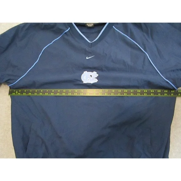 VTG UNC Tar Heels Windbreaker Mens XXL Navy Blue Nike Center Swoosh Pullover - Picture 5 of 11